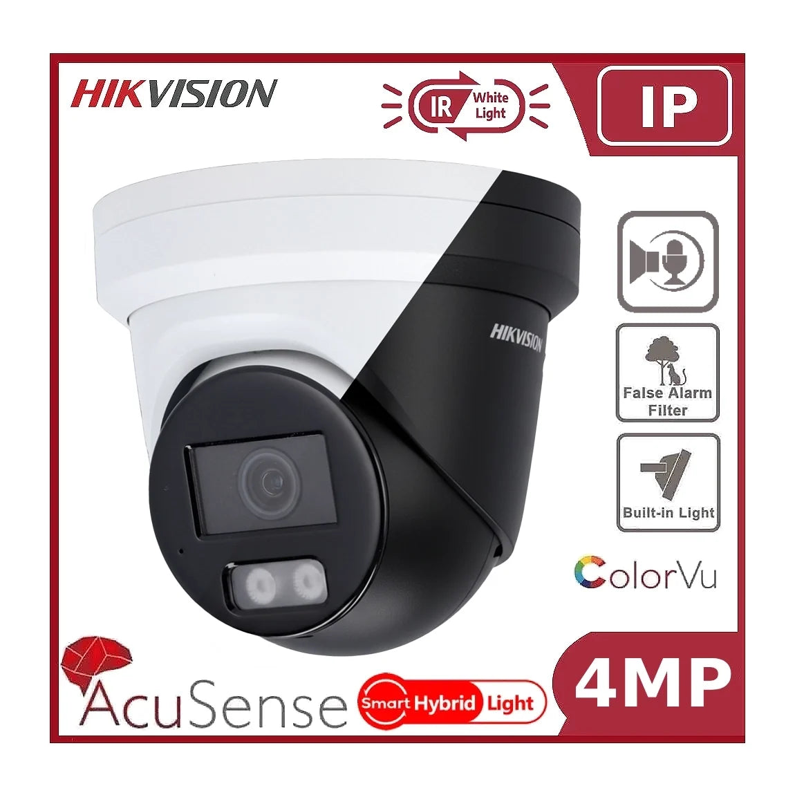 4mp hikvision ds 2cd2347g2h lisu/sl smart hybrid colorvu and ir acusense turret camera, 2 way talk 4mp hikvision ds 2cd2347g2h lisu/sl smart hybrid colorvu and ir acusense turret camera, 2 way talk