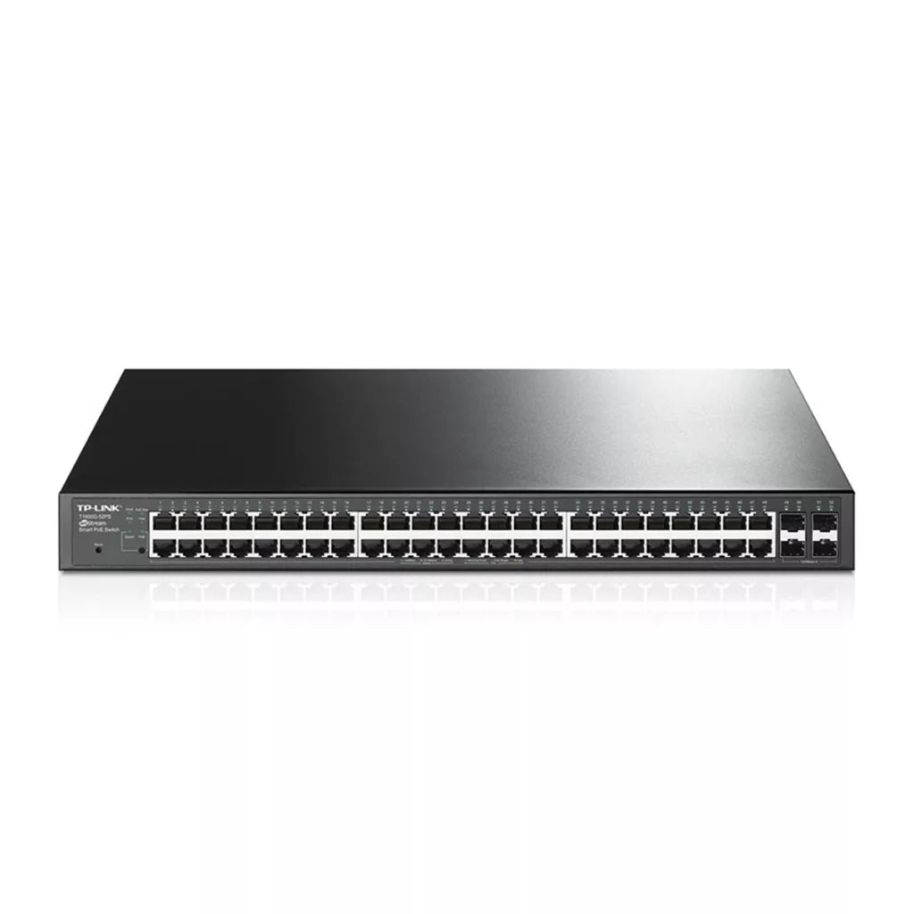 tp link t1600g 52ps jetstream 48 port gigabit smart poe+ switch with 4 sfp slots tp link t1600g 52ps jetstream 48 port gigabit smart poe+ switch with 4 sfp slots