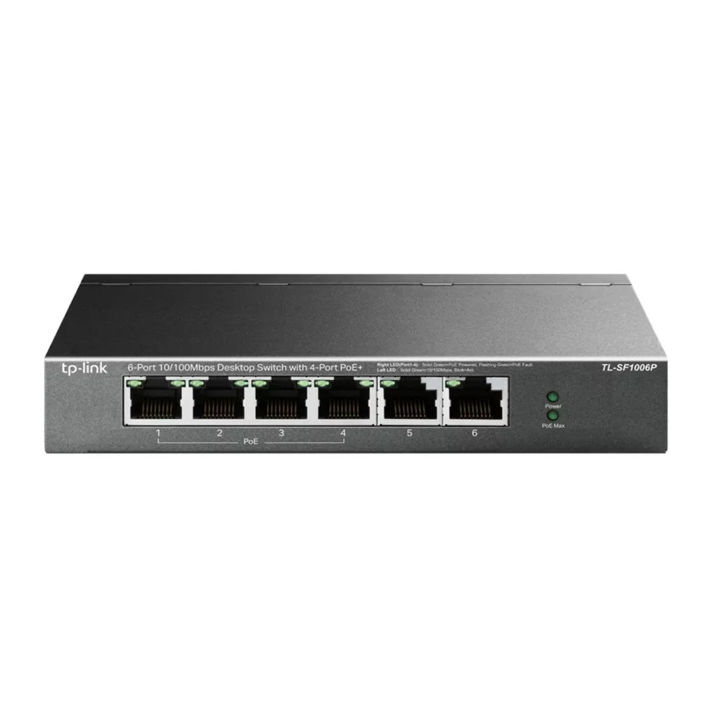 tp link tl sf1006p 6 port 10/100mbps desktop poe switch with 4 port poe+ tp link tl sf1006p 6 port 10/100mbps desktop poe switch with 4 port poe+