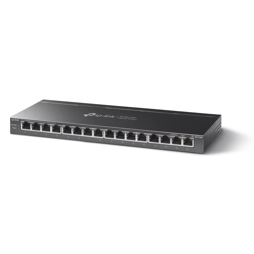 tp link tl sg116p 16 port gigabit unmanaged poe+ switch (120w) tp link tl sg116p 16 port gigabit unmanaged poe+ switch (120w)