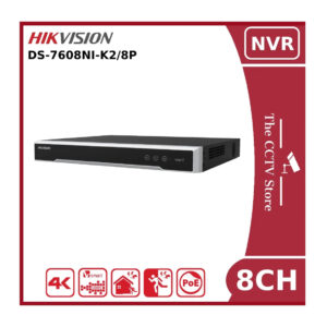 hikvision ds 7608ni k2/8p (b) 8mp 4k 8 channel poe nvr with 2hdd bays **eol**