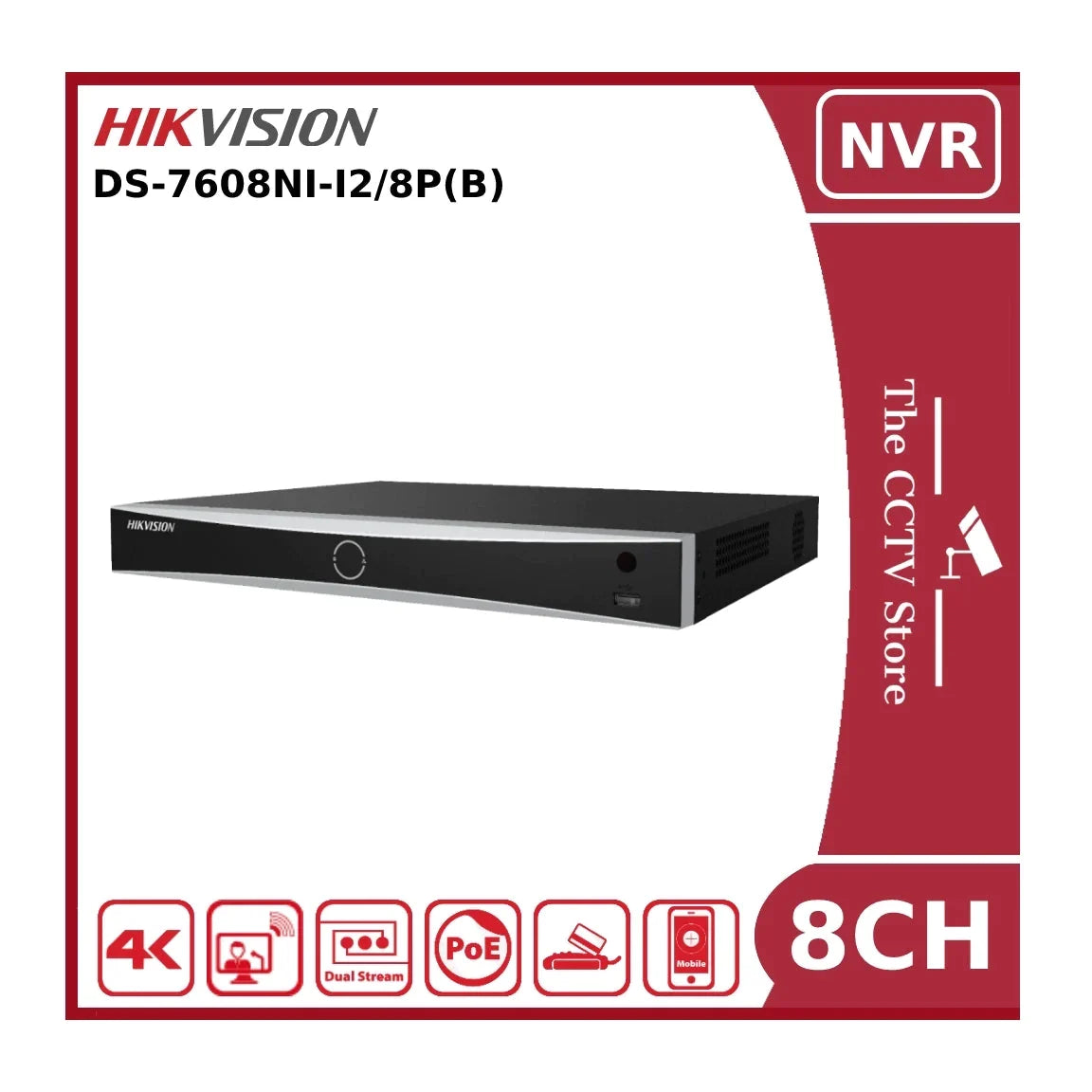 hikvision ds 7608ni i2/8p(b) 12mp poe 8 channel nvr with 2hdd bays & 8poe ports offer hikvision ds 7608ni i2/8p(b) 12mp poe 8 channel nvr with 2hdd bays & 8poe ports offer