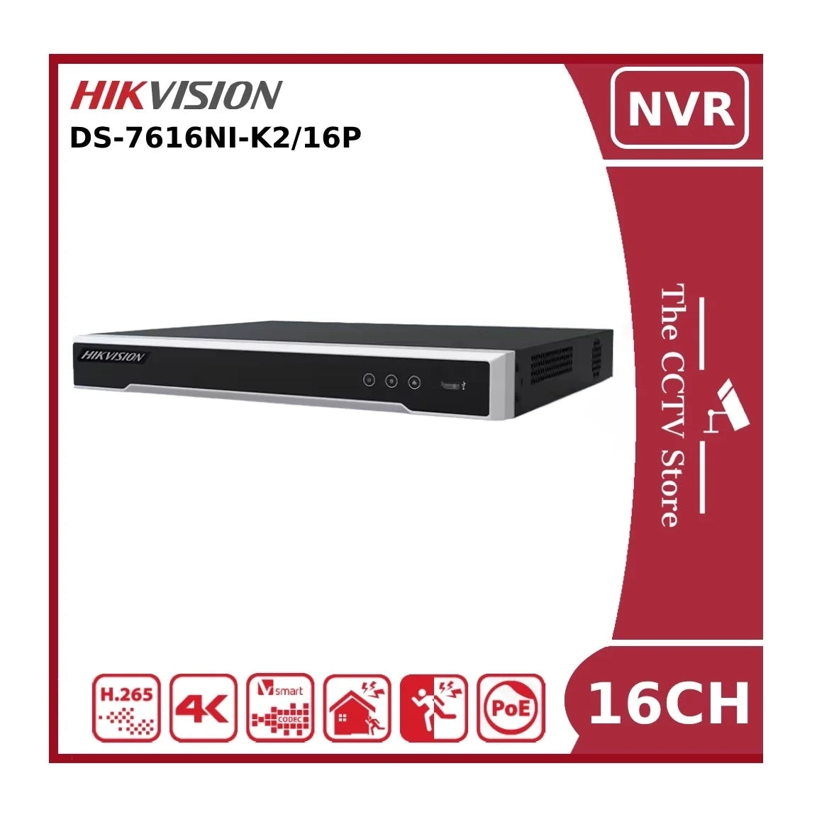 hikvision ds 7616ni k2/16p 12mp poe 16 channel nvr with 2hdd bays hikvision ds 7616ni k2/16p 12mp poe 16 channel nvr with 2hdd bays
