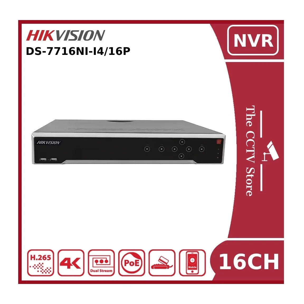 hikvision ds 7716ni i4/16p poe 16 channel 12mp 4k nvr with 4 hdd bays hikvision ds 7716ni i4/16p poe 16 channel 12mp 4k nvr with 4 hdd bays