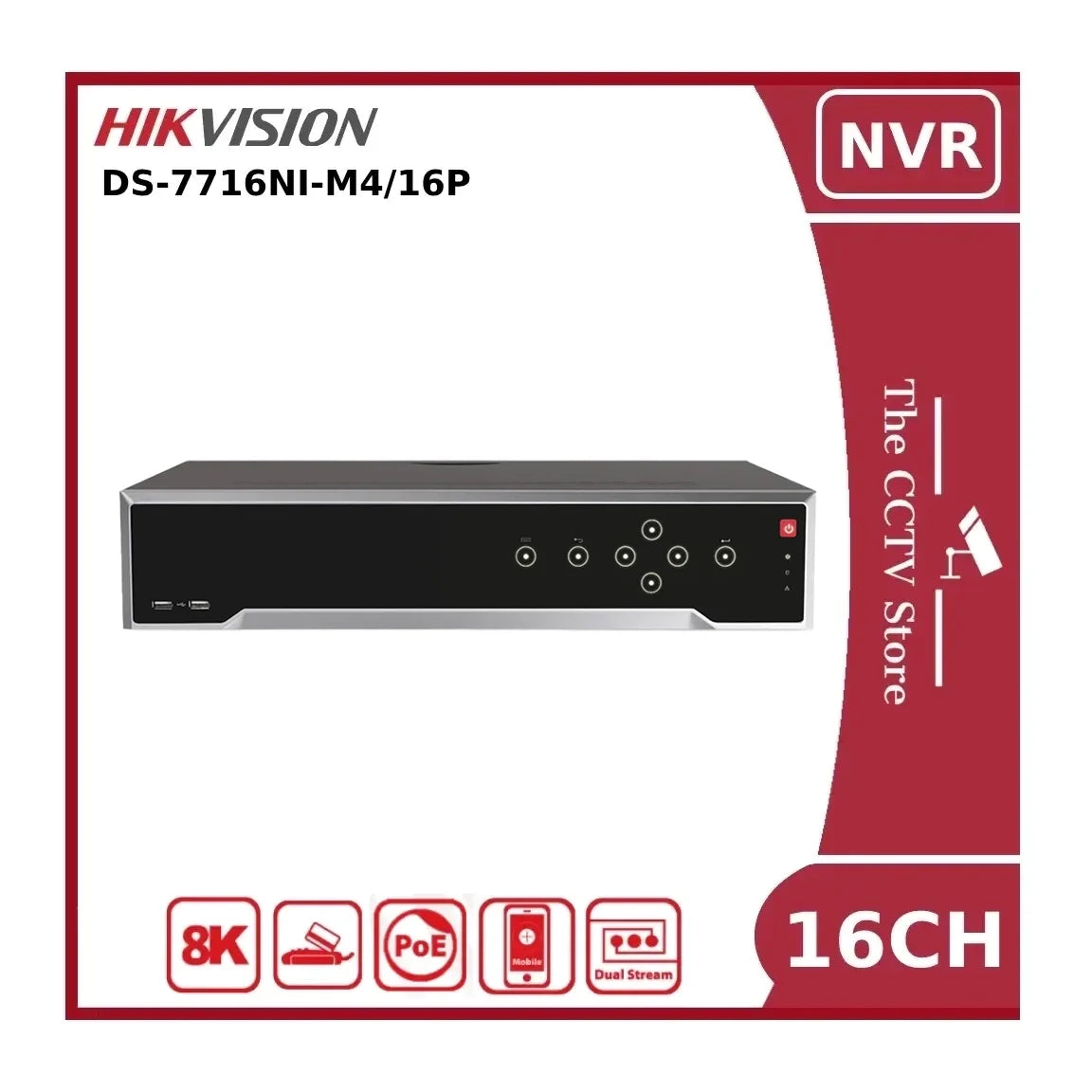 hikvision ds 7716ni m4/16p 32mp 8k 16 channel nvr with 4 hdd bays hikvision ds 7716ni m4/16p 32mp 8k 16 channel nvr with 4 hdd bays