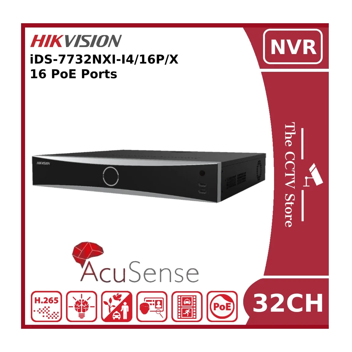 hikvision ids 7732nxi i4/16p/x 32 channel 12mp 4k deep in mind nvr with 16 poe ports & 4 hdd bays hikvision ids 7732nxi i4/16p/x 32 channel 12mp 4k deep in mind nvr with 16 poe ports & 4 hdd bays