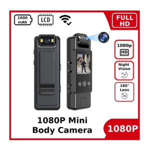 1080p mini body camera full hd night vision 180° lens wifi enabled body camera