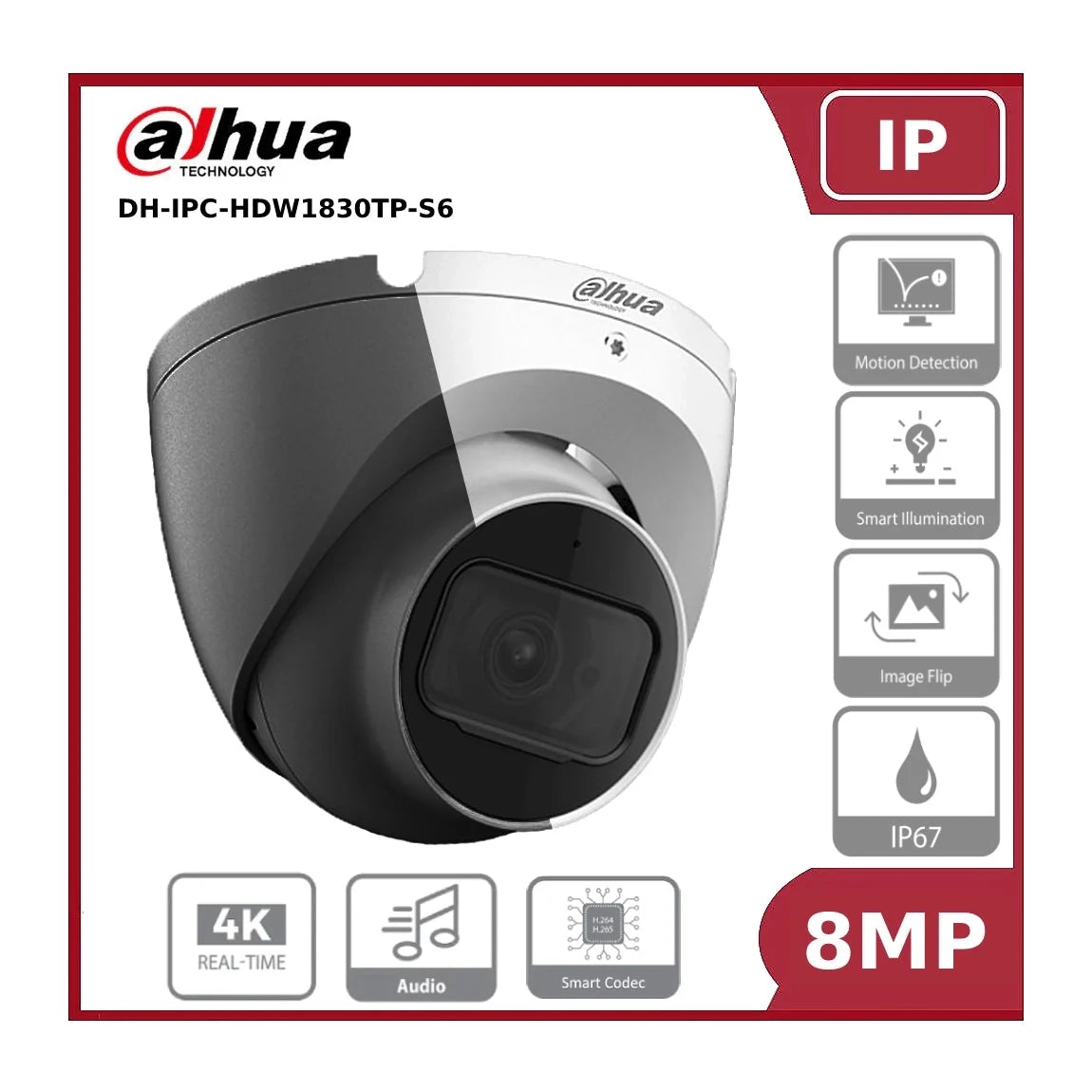 8mp dahua ipc hdw1830tp s6 4k entry series lite ir fixed focal turret network camera"nr" 8mp dahua ipc hdw1830tp s6 4k entry series lite ir fixed focal turret network camera"nr"