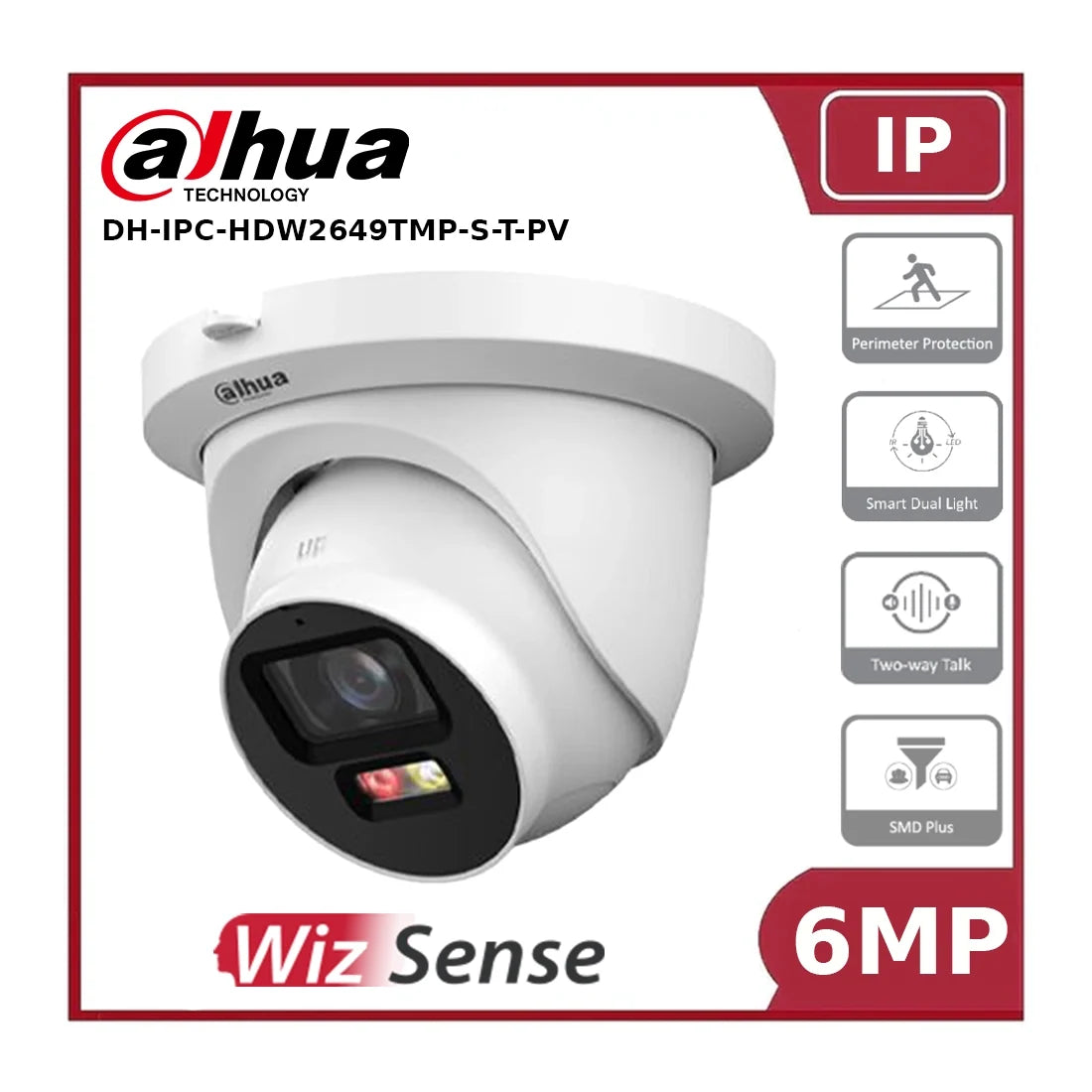 dahua dh ipc hdw2649tmp s t pv 6mp smart dual light fixed focal eyeball wizsense network camera dahua dh ipc hdw2649tmp s t pv 6mp smart dual light fixed focal eyeball wizsense network camera
