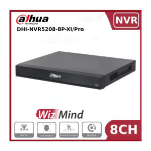 dahua dhi nvr5208 8p xi/pro 8 channel 8poe 2hdd wizmind ai nvr with 8k output, acupick and wizseek