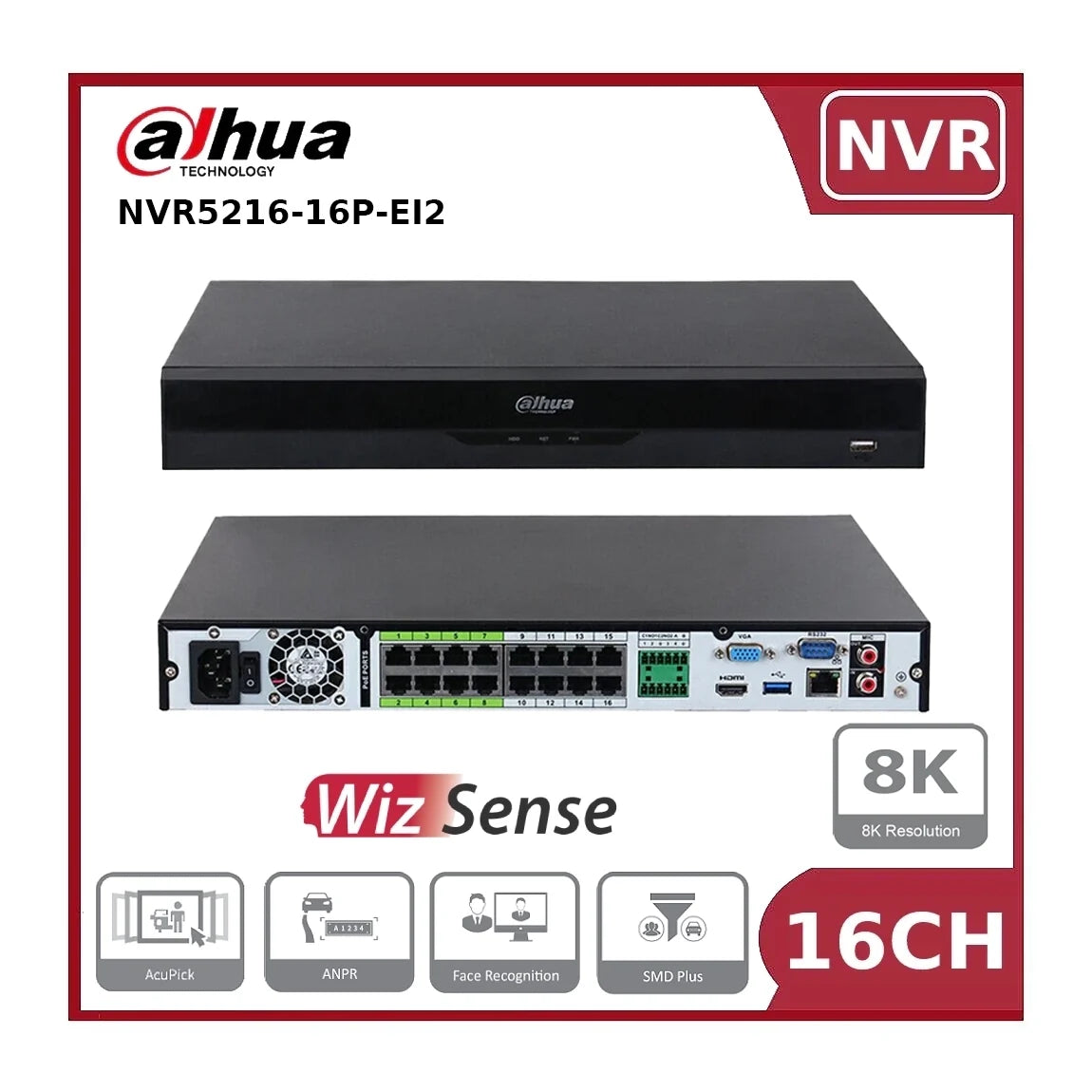 dahua dhi nvr5216 16p ei2 16 channel nvr 16ch 2hdds 16poe 8k wizsense network video recorder dahua dhi nvr5216 16p ei2 16 channel nvr 16ch 2hdds 16poe 8k wizsense network video recorder
