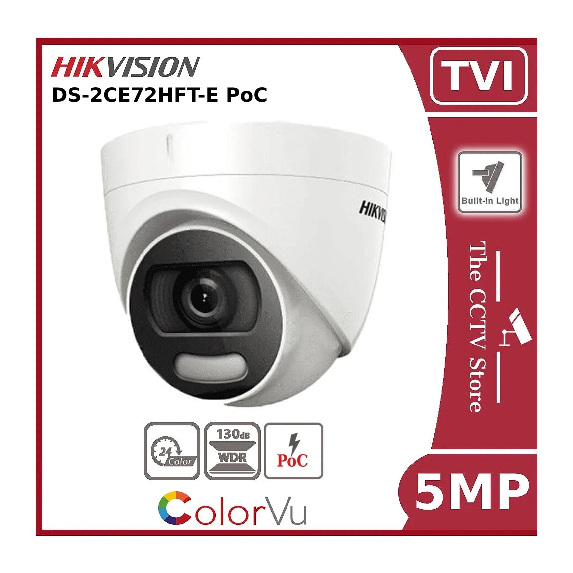 5mp hikvision ds 2ce72hft e tvi colorvu poc turret camera, 2.8mm white 5mp hikvision ds 2ce72hft e tvi colorvu poc turret camera, 2.8mm white