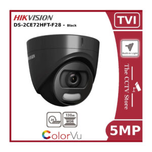 5mp ds 2ce72hft f28 hikvision tvi colorvu fixed lens turret camera, white light black offer