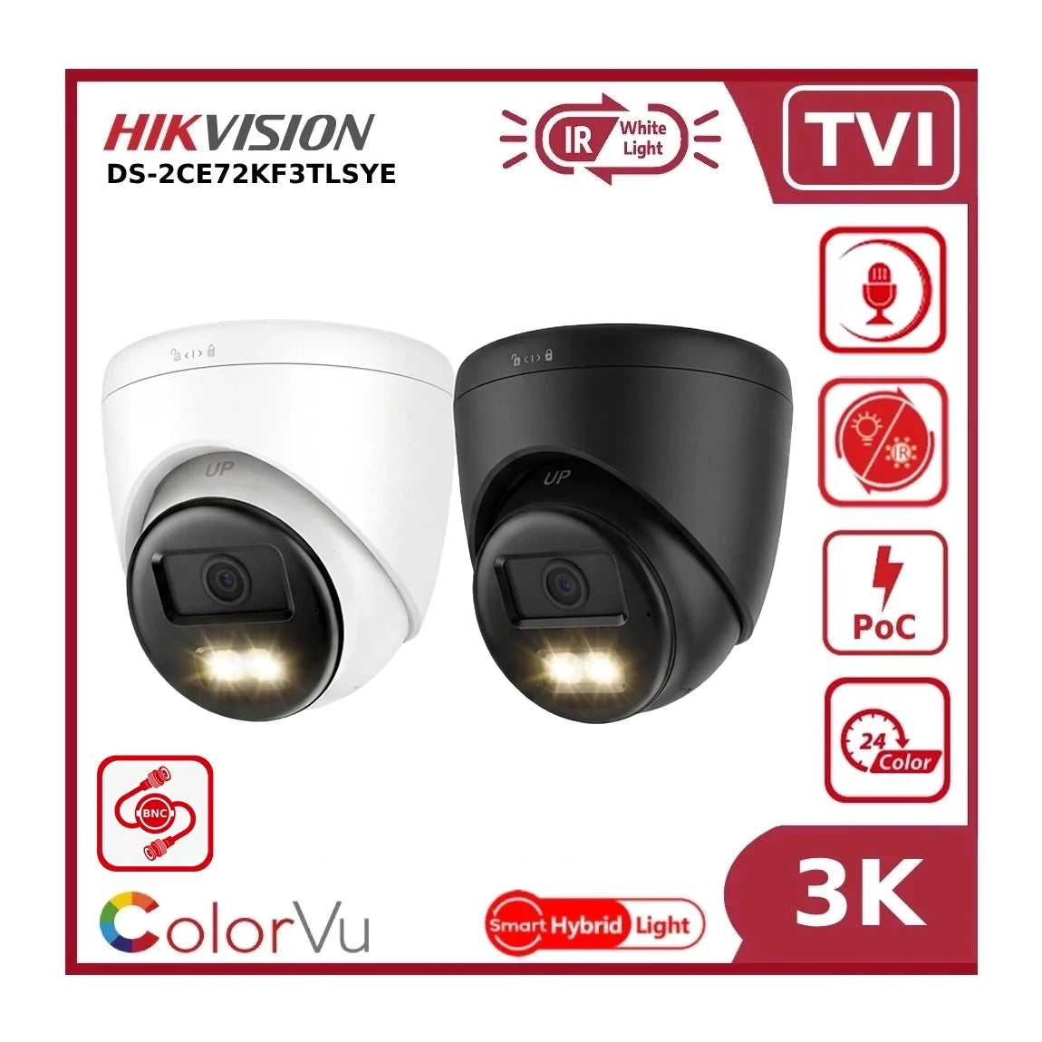 hikvision ds 2ce72kf3t lsye 3k poc smart hybrid light colorvu fixed turret camera with aoc built in mic hikvision ds 2ce72kf3t lsye 3k poc smart hybrid light colorvu fixed turret camera with aoc built in mic