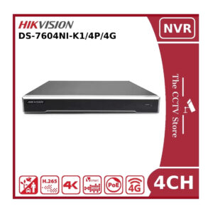 hikvision ds 7604ni k1/4p/4g 8mp 4k poe 4 channel 4g nvr