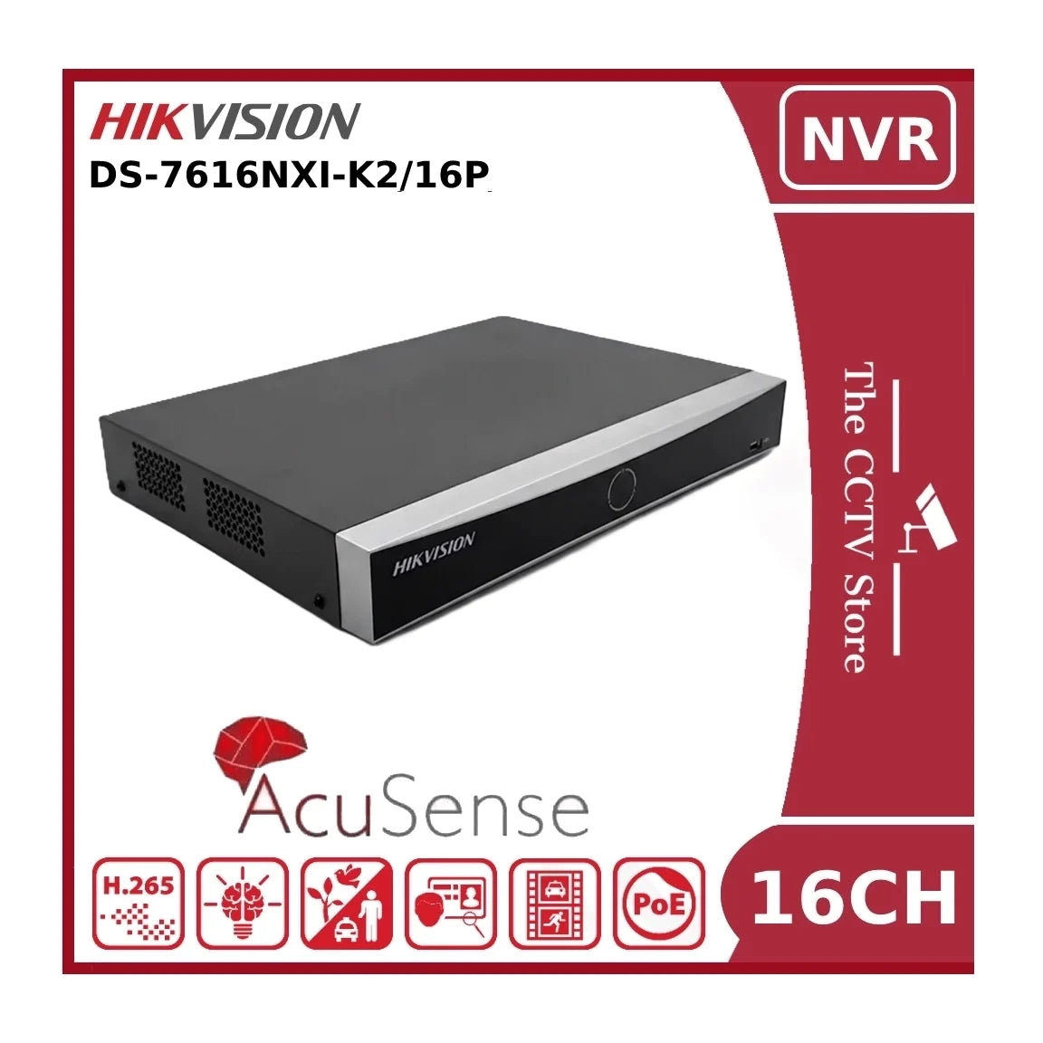 hikvision ds 7616nxi k2/16p 12mp poe 16 channel acusense nvr with 2hdd bays hikvision ds 7616nxi k2/16p 12mp poe 16 channel acusense nvr with 2hdd bays