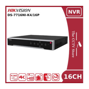 hikvision ds 7716ni k4/16p poe 16 channel 4k nvr with 4 hdd bays