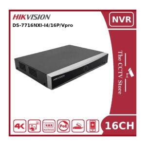 hikvision ds 7716nxi i4/16p/vpro 16 channel ai nvr with 16 poe ports guanlan ai acuseek acusearch facial recognition 4k hdmi 2 hdd