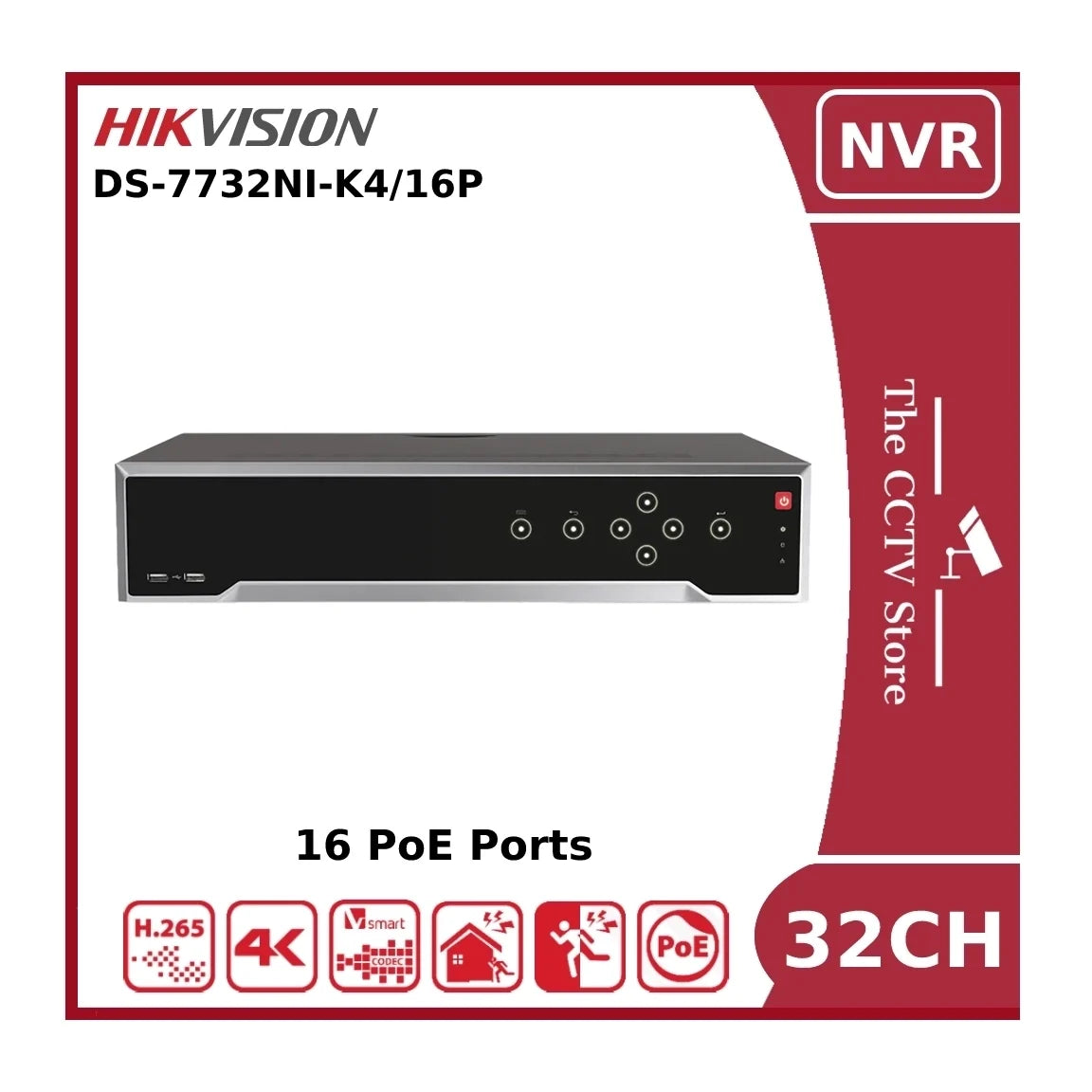 hikvision ds 7732ni k4/16p 32 channel 12mp 4k nvr with 16 poe ports & 4 hdd bays "eol" nr hikvision ds 7732ni k4/16p 32 channel 12mp 4k nvr with 16 poe ports & 4 hdd bays "eol" nr