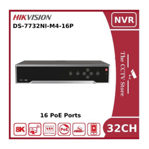 hikvision ds 7732ni m4/16p 32 channel 8k 32mp nvr with 16 poe ports & 4 hdd bays nr