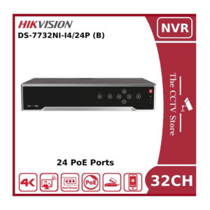 hikvision ds 7732ni i4/24p 32 channel 12mp 4k nvr with 24 poe ports & 4 hdd bays nr