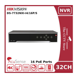hikvision ds 7732nxi i4/16p/s(e) 32 channel acusense 4k nvr with 16 poe ports & 4 hdd bays nr