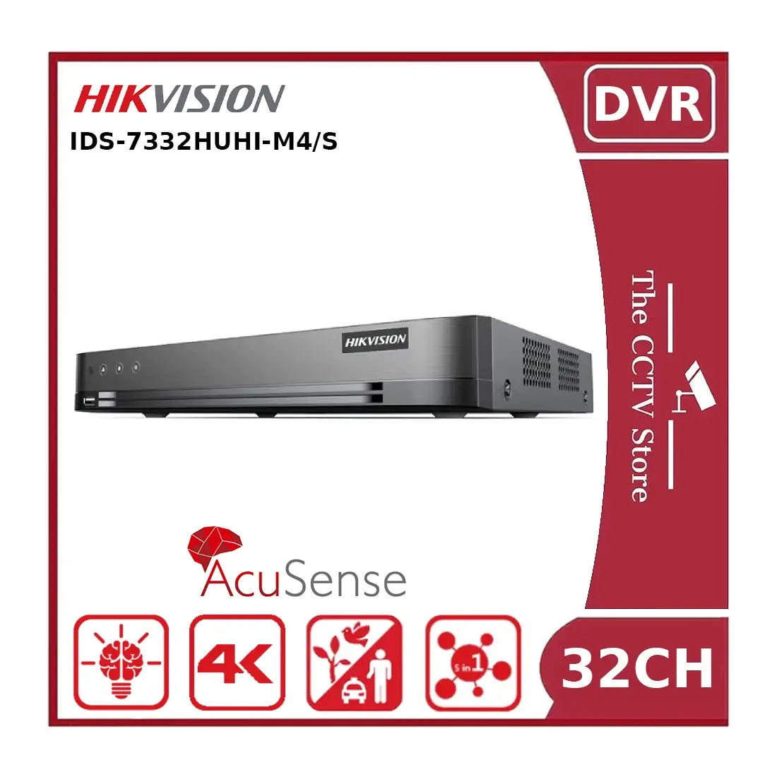 hikvision ids 7332huhi m4/s 32 channel 8mp turbo hd dvr – acusense, h.265 pro+, hybrid dvr nr