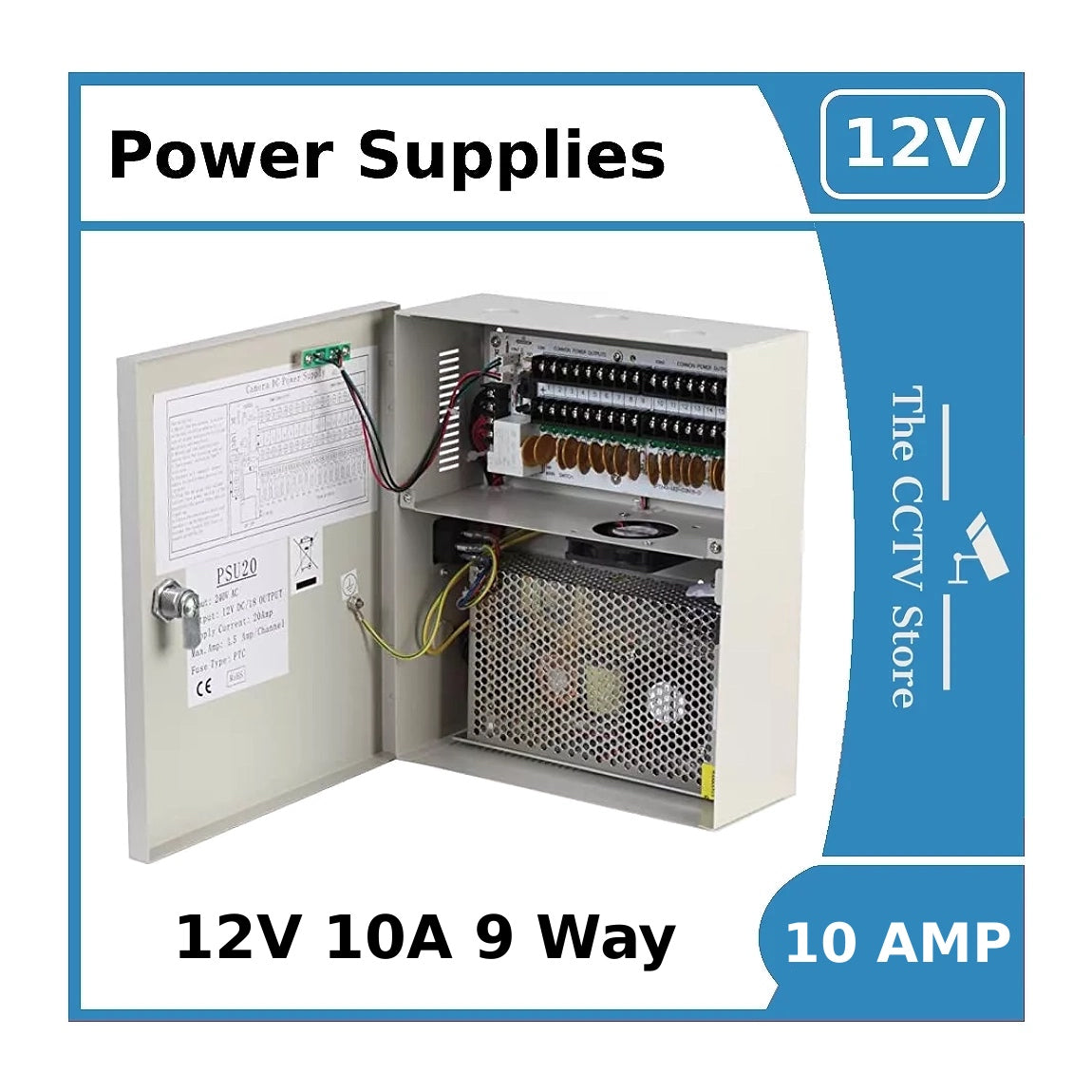 metal boxed power supply 12v 10amp 9 way for cctv cameras 12v 10a power supply with 9 ports metal boxed power supply 12v 10amp 9 way for cctv cameras 12v 10a power supply with 9 ports