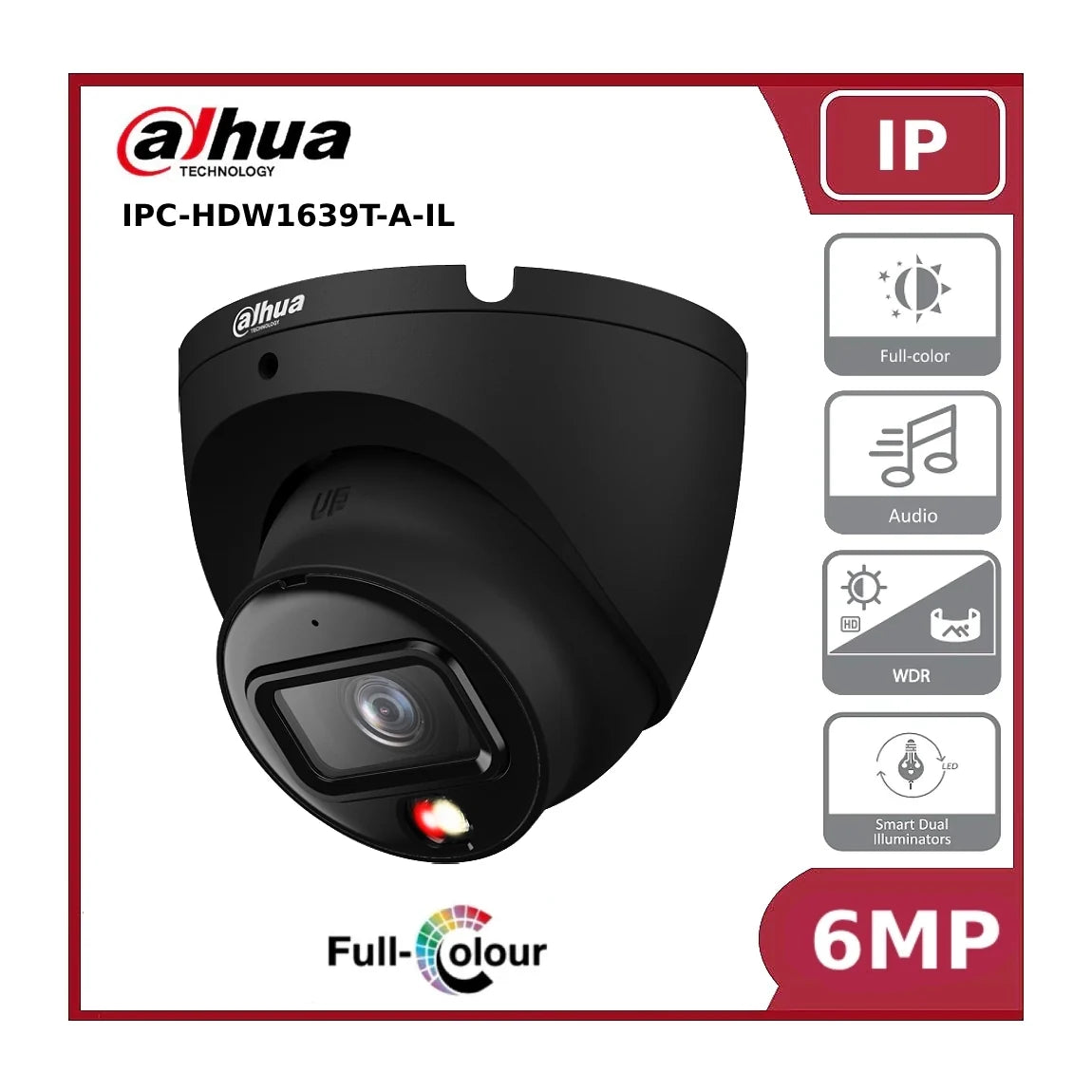 dahua ipc hdw1639t a il s6 6mp entry smart dual light fixed focal eyeball ip network camera with built in mic dahua ipc hdw1639t a il s6 6mp entry smart dual light fixed focal eyeball ip network camera with built in mic