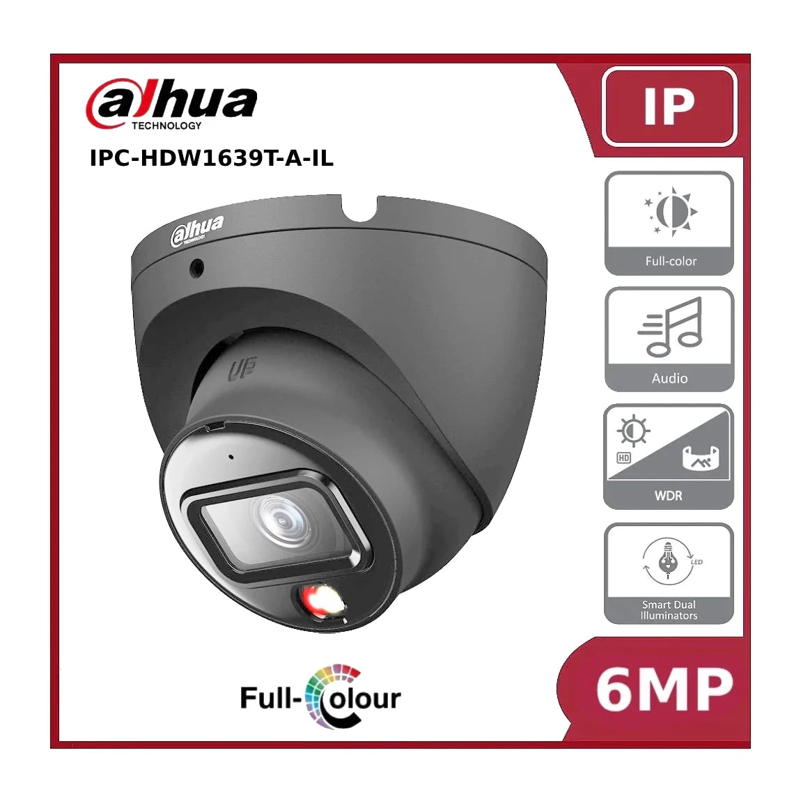 dahua ipc hdw1639t a il s6 6mp entry smart dual light fixed focal eyeball ip network camera with built in mic dahua ipc hdw1639t a il s6 6mp entry smart dual light fixed focal eyeball ip network camera with built in mic