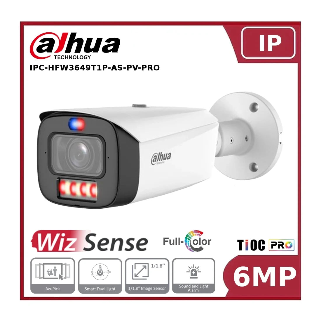 dahua dh ipc hfw3649t1p as pv pro 6mp wizcolor tioc pro bullet ip camera full colour night vision active deterrence