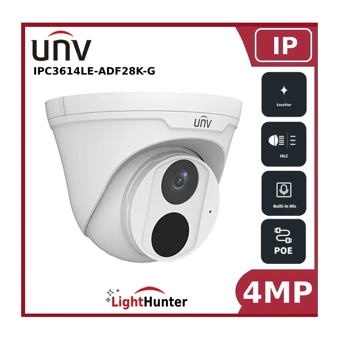 unv uipc3614le adf28k g 4mp lighthunter fixed lens ip turret cctv camera