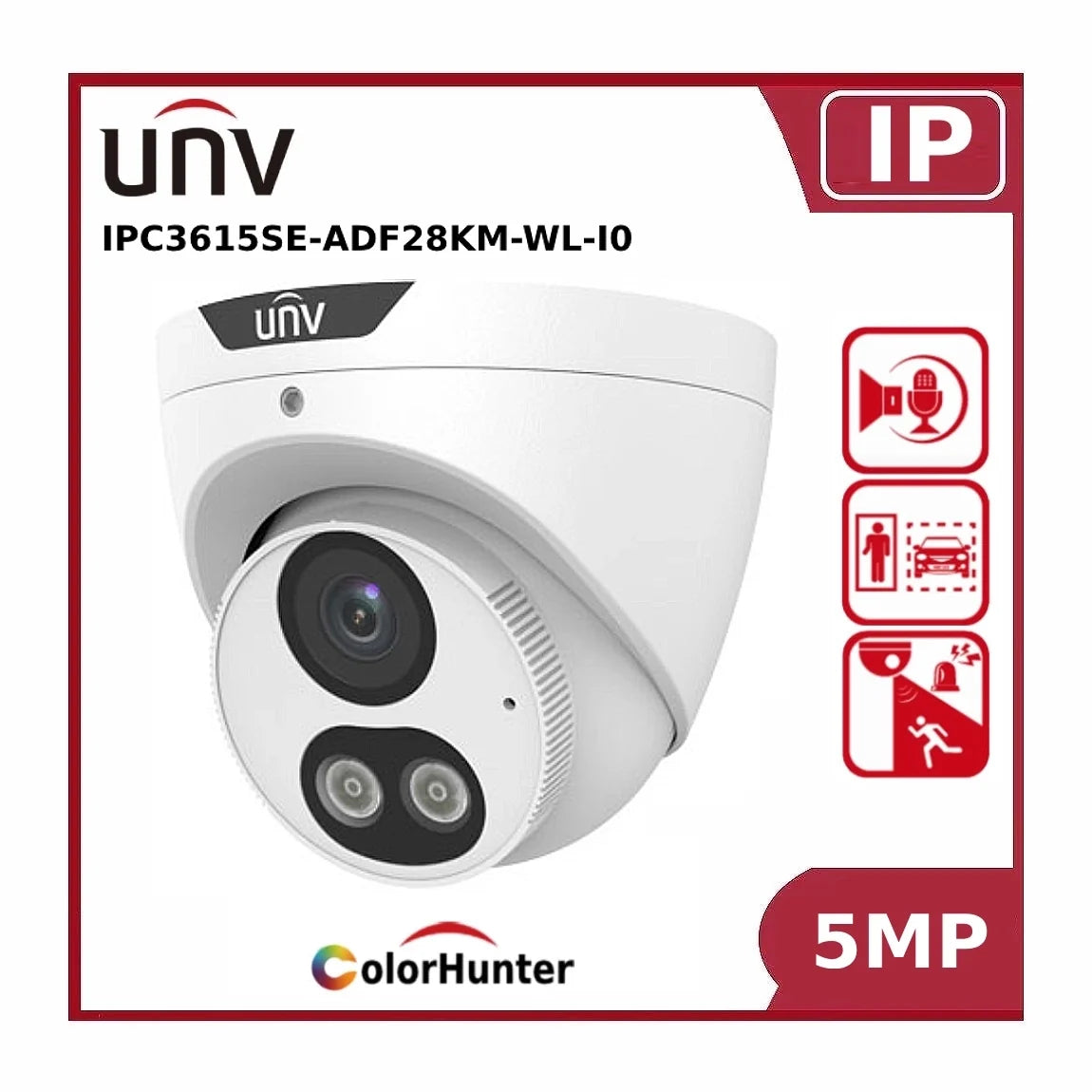 uniview colorhunter 5mp ipc3615se adf28km wl i0 light and audible warning poe ai fixed eyeball ip camera uniview colorhunter 5mp ipc3615se adf28km wl i0 light and audible warning poe ai fixed eyeball ip camera