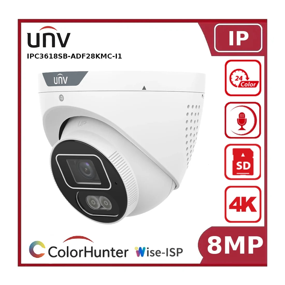 unv ipc3618sb adf28kmc i1 8mp hd intelligent light and audible warning fixed eyeball network camera unv ipc3618sb adf28kmc i1 8mp hd intelligent light and audible warning fixed eyeball network camera