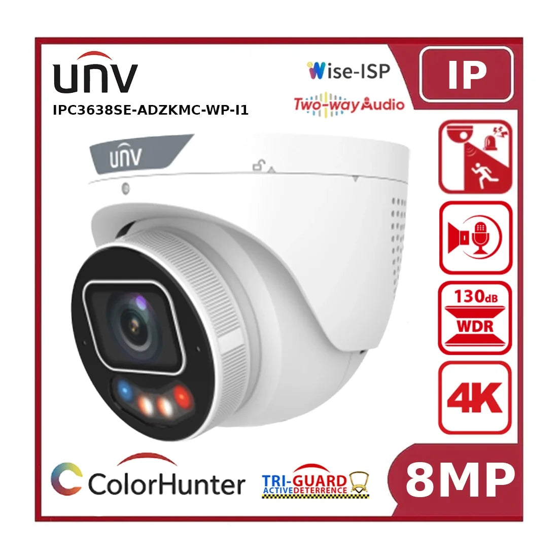 uniview ipc3638se adzkmc wp i1 8mp varifocal ip camera, owlview plus, tri guard 3.0, ai, two way talk "nr" uniview ipc3638se adzkmc wp i1 8mp varifocal ip camera, owlview plus, tri guard 3.0, ai, two way talk "nr"