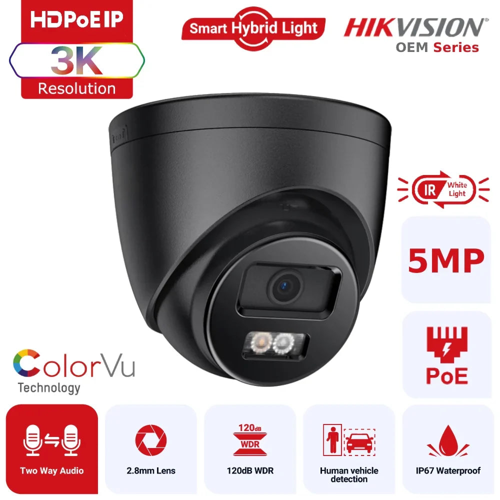 hikvision oem series ipt250b ht 3k hybrid light colorvu + ir turret ip camera with two way audio human vehicle detection ip67 black hikvision oem series ipt250b ht 3k hybrid light colorvu + ir turret ip camera with two way audio human vehicle detection ip67 black