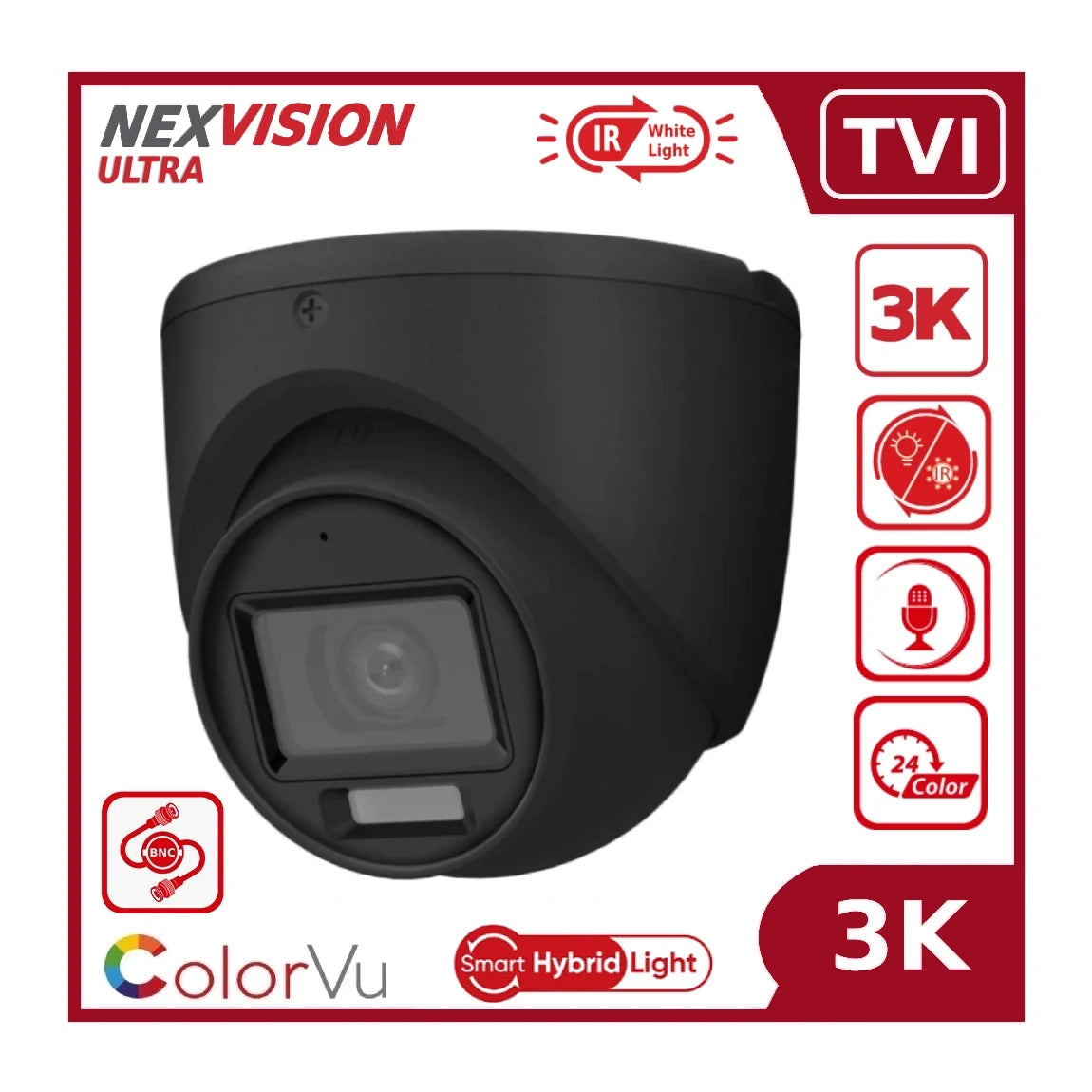 nexvision ultra 5mp nvc t159h lfs 3k colorvu hybrid light tvi turret analogue camera with aoc built in mic ip67 nexvision ultra 5mp nvc t159h lfs 3k colorvu hybrid light tvi turret analogue camera with aoc built in mic ip67