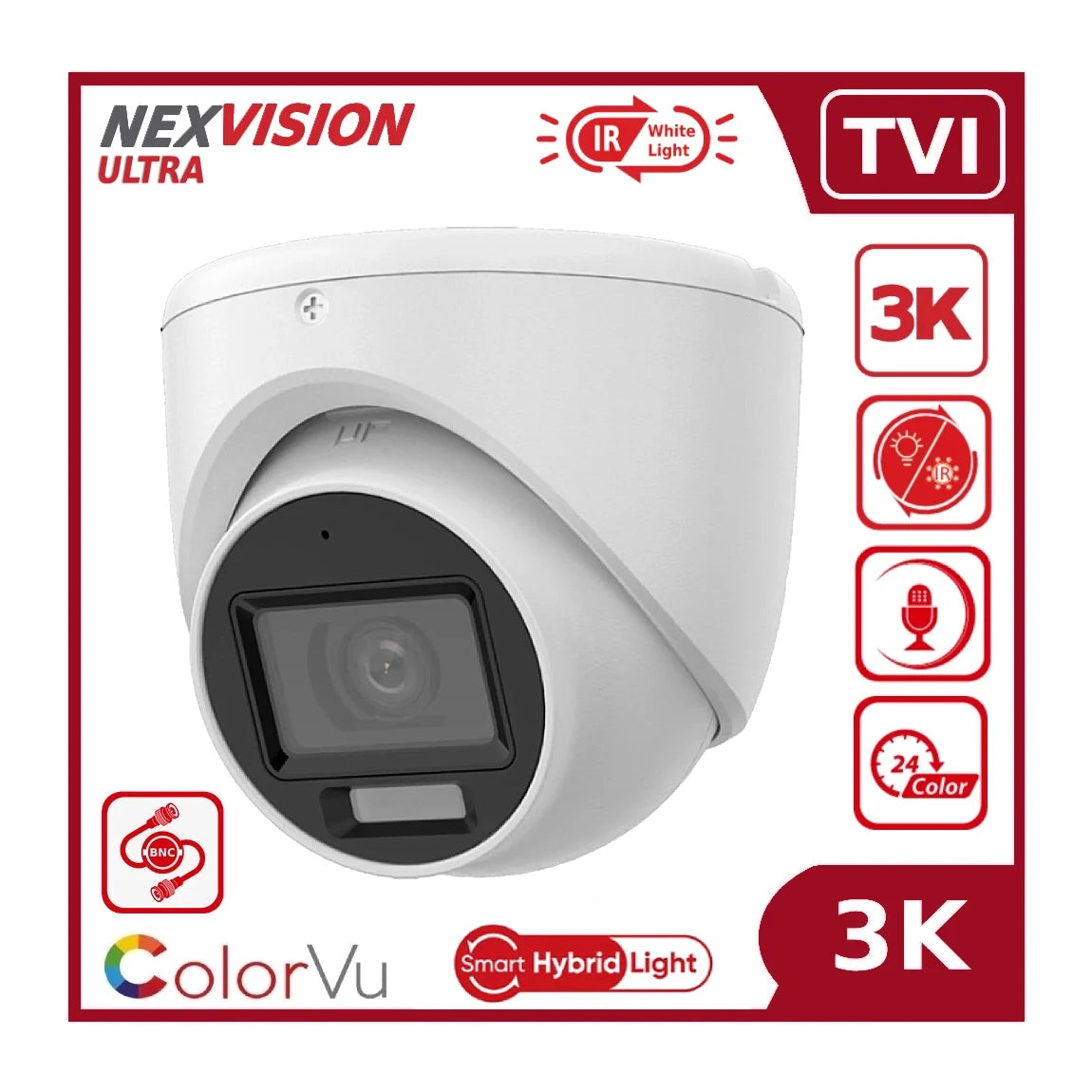 nexvision ultra 5mp nvc t159h lfs 3k colorvu hybrid light tvi turret analogue camera with aoc built in mic ip67 nexvision ultra 5mp nvc t159h lfs 3k colorvu hybrid light tvi turret analogue camera with aoc built in mic ip67