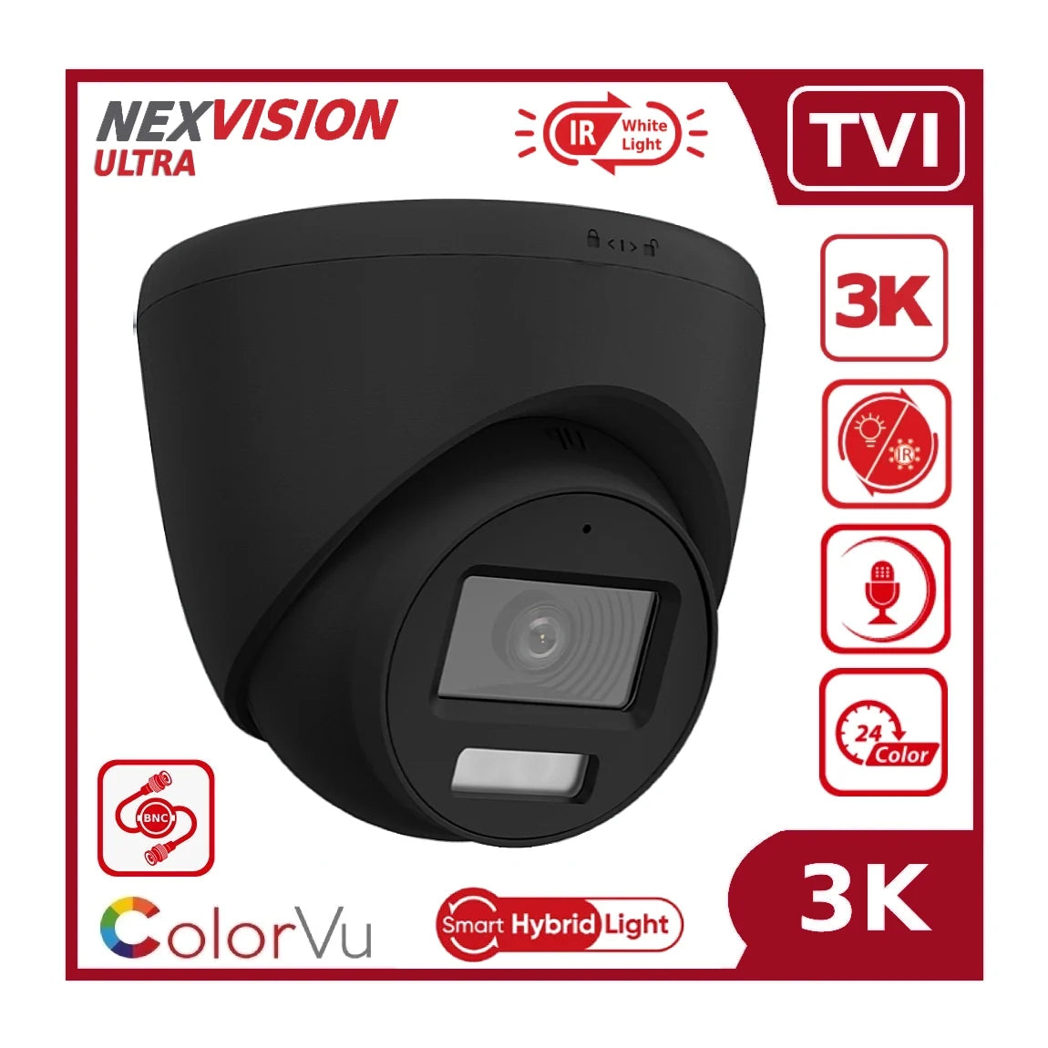 nexvision ultra 5mp nvc t259h lfs 3k colorvu hybrid light tvi analogue turret camera with aoc built in mic ip67 nexvision ultra 5mp nvc t259h lfs 3k colorvu hybrid light tvi analogue turret camera with aoc built in mic ip67