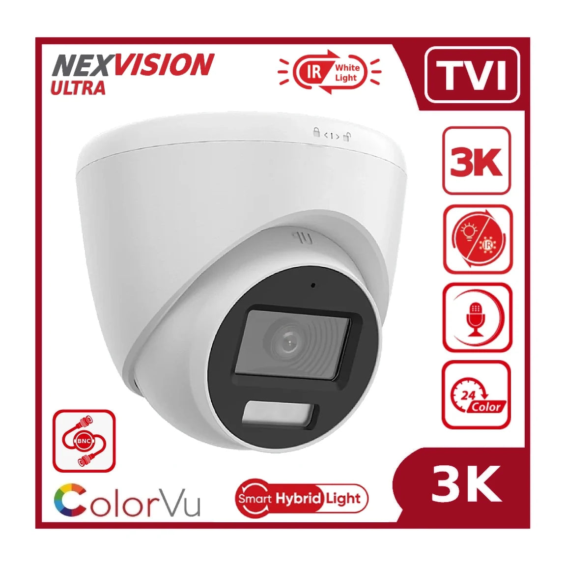 nexvision ultra 5mp nvc t259h lfs 3k colorvu hybrid light tvi analogue turret camera with aoc built in mic ip67 nexvision ultra 5mp nvc t259h lfs 3k colorvu hybrid light tvi analogue turret camera with aoc built in mic ip67