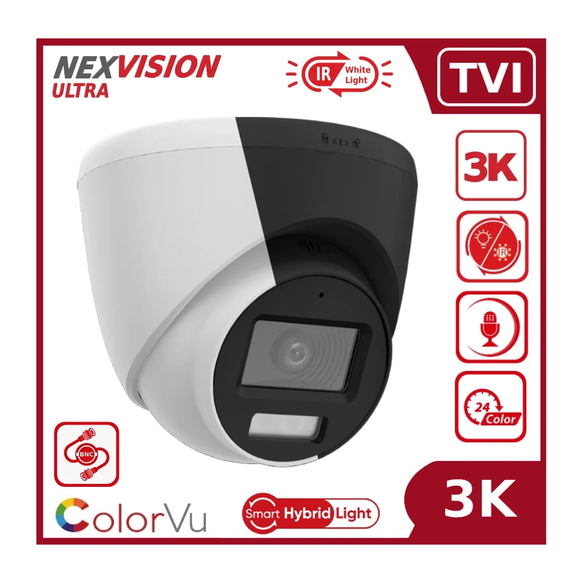 nexvision ultra 5mp nvc t259h lfs 3k colorvu hybrid light tvi analogue turret camera with aoc built in mic ip67 nexvision ultra 5mp nvc t259h lfs 3k colorvu hybrid light tvi analogue turret camera with aoc built in mic ip67