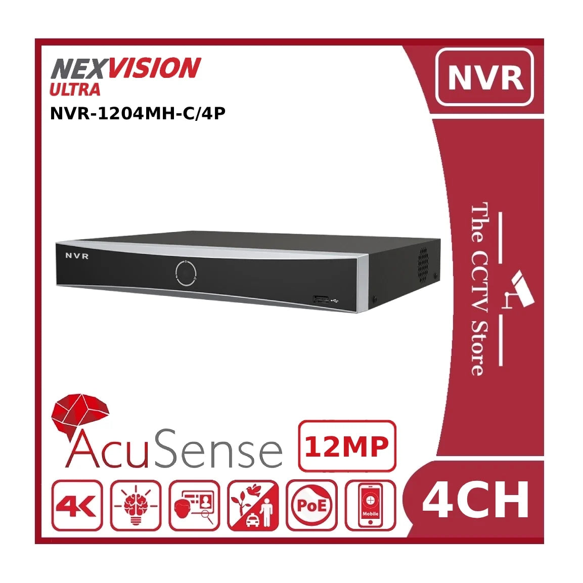 nexvision 4ch nvr 1204mh c/4p 12mp 4 channel acusense poe nvr with 1ch 12mp or 2ch 8mp support nexvision 4ch nvr 1204mh c/4p 12mp 4 channel acusense poe nvr with 1ch 12mp or 2ch 8mp support