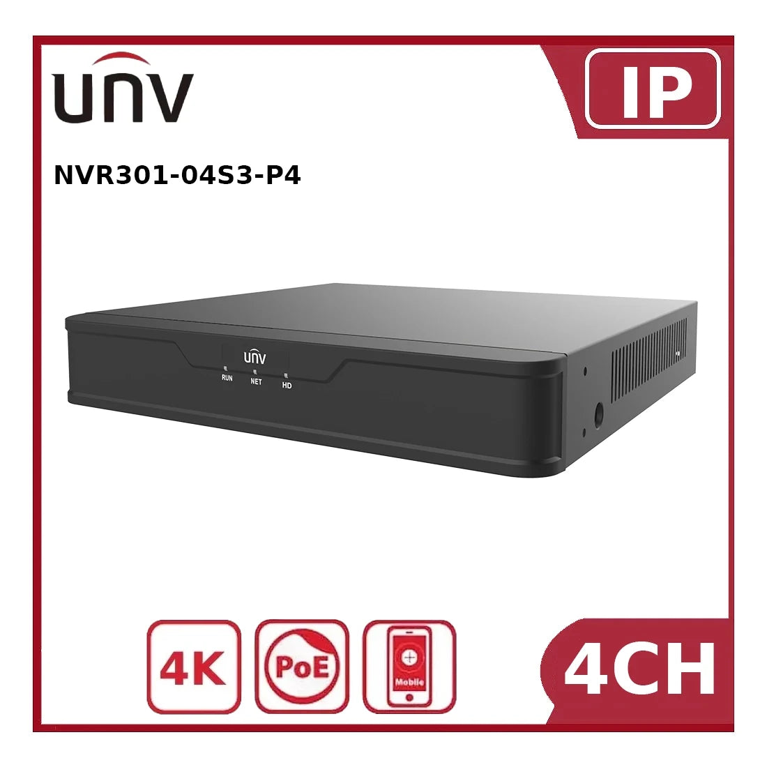 uniview nvr301 04s3 p4 4 channel poe nvr 1 sata, h.265, 4k hdmi output uniview nvr301 04s3 p4 4 channel poe nvr 1 sata, h.265, 4k hdmi output