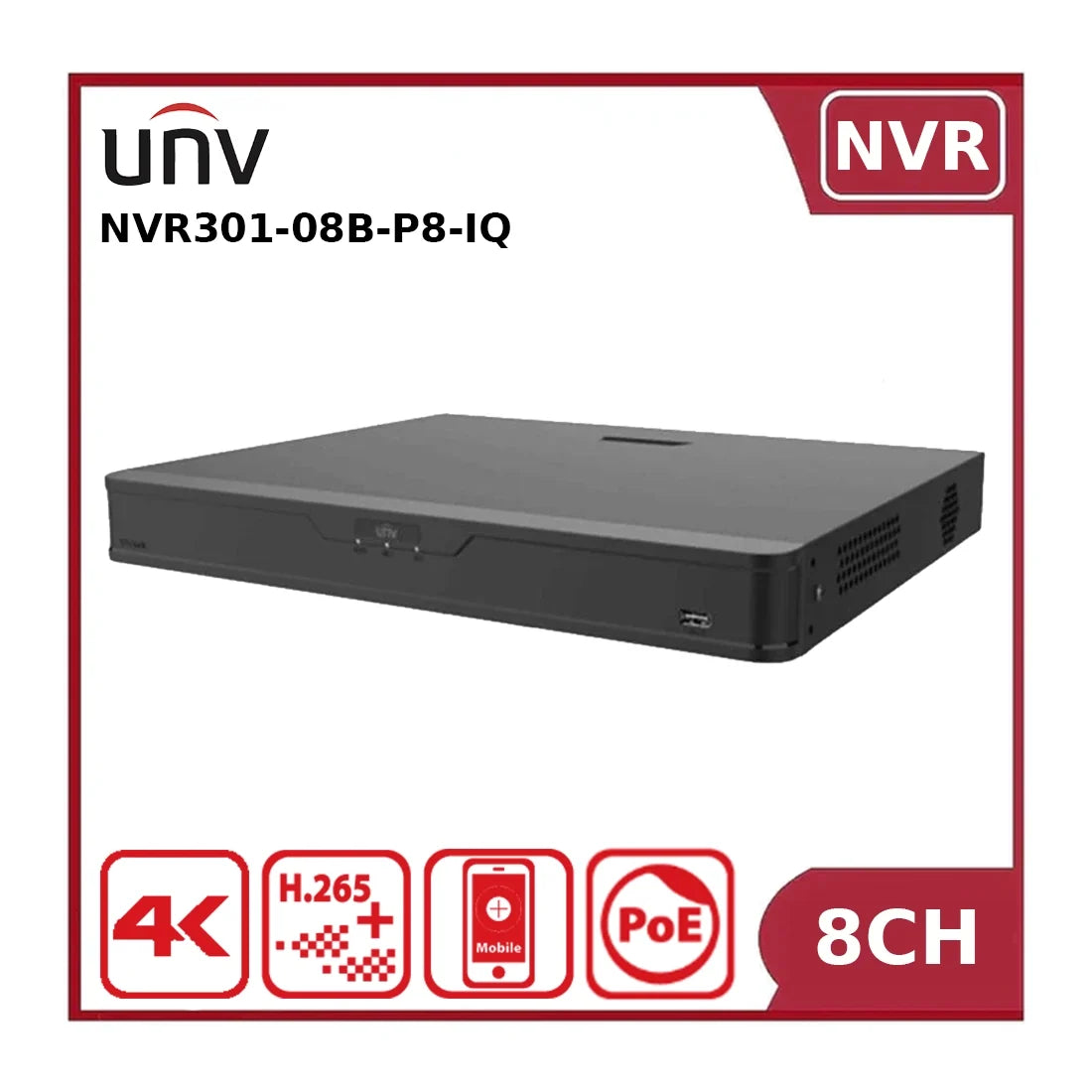 uniview nvr301 08b p8 iq 8 channel 12mp poe nvr with smart ai & anr uniview nvr301 08b p8 iq 8 channel 12mp poe nvr with smart ai & anr