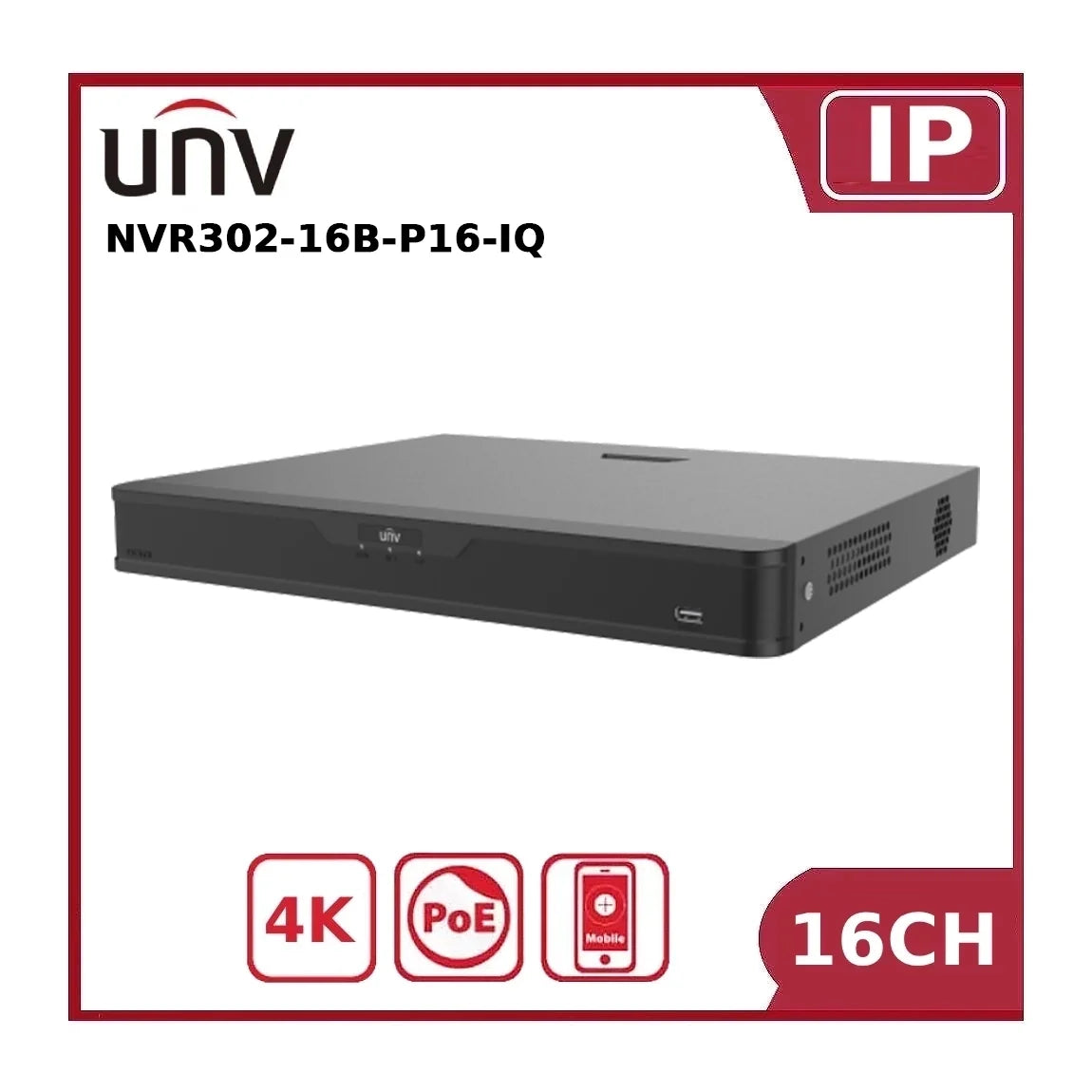 uniview nvr302 16b p16 iq 16 channel poe nvr with ai smart detection, 4k recording & 16 built in poe ports uniview nvr302 16b p16 iq 16 channel poe nvr with ai smart detection, 4k recording & 16 built in poe ports