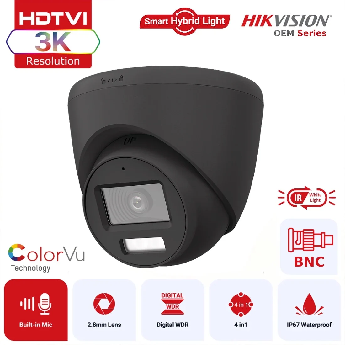 hikvision oem series tvi t259b hs 3k colorvu hybrid light tvi turret camera with aoc built in mic ip67 black hikvision oem series tvi t259b hs 3k colorvu hybrid light tvi turret camera with aoc built in mic ip67 black