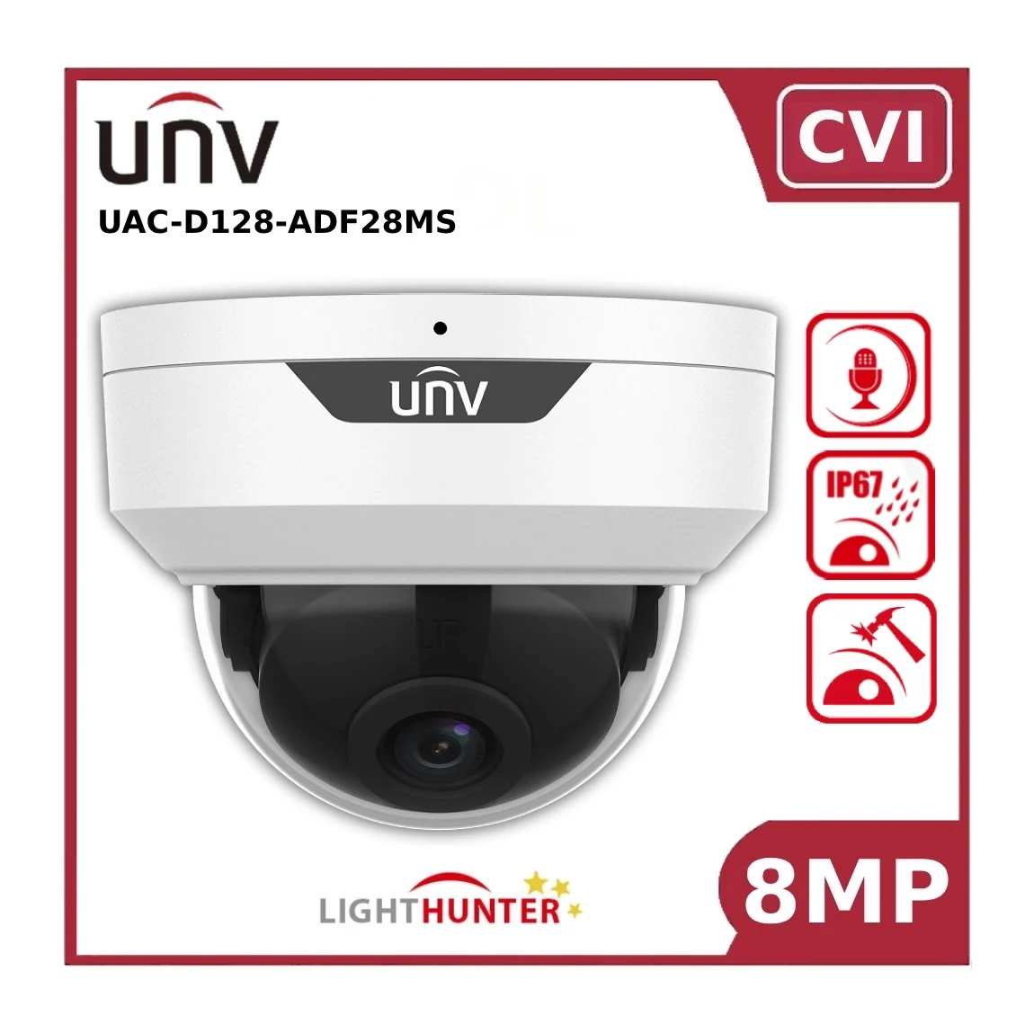 uniview 8mp uac d128 adf28ms lighthunter hd ir fixed dome camera with built in mic uniview 8mp uac d128 adf28ms lighthunter hd ir fixed dome camera with built in mic