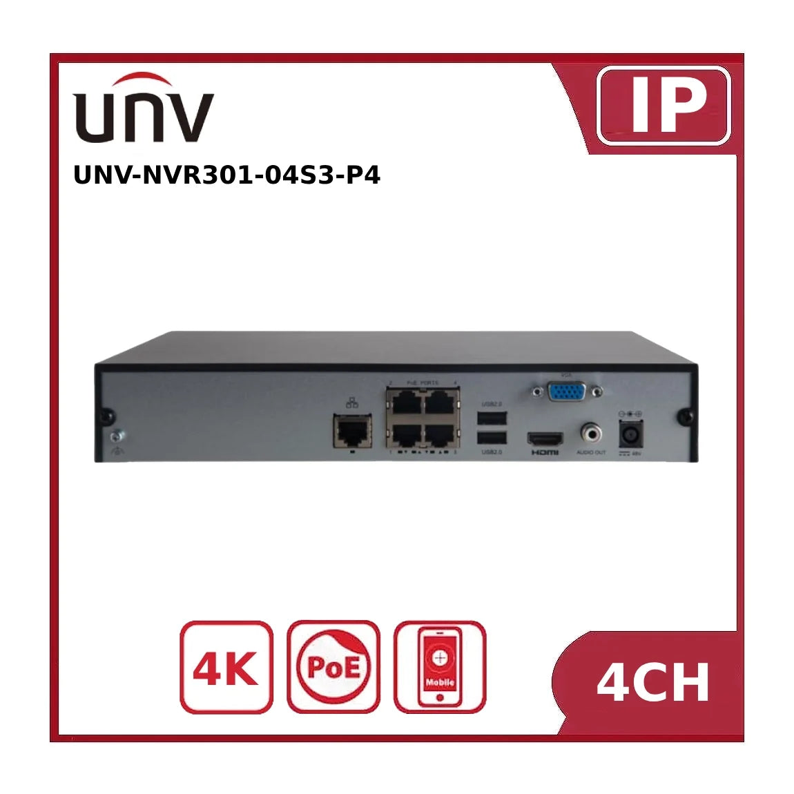 uniview 4 channel 1 hdd network video recorder unv nvr301 04s3 p4 poe nvr uniview 4 channel 1 hdd network video recorder unv nvr301 04s3 p4 poe nvr