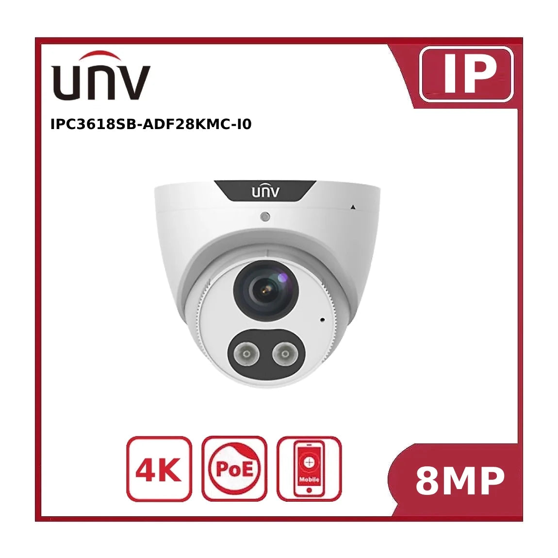uniview 8mp hd intelligent light and audible warning fixed eyeball network camera white/black unv ipc3618sb adf28kmc i0 uniview 8mp hd intelligent light and audible warning fixed eyeball network camera white/black unv ipc3618sb adf28kmc i0