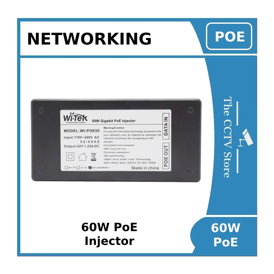 wi tek 60w gigabit poe injector for ip ptz cameras wi poe55 48v 60w (las60 57cn rj45) wi tek 60w gigabit poe injector for ip ptz cameras wi poe55 48v 60w (las60 57cn rj45)